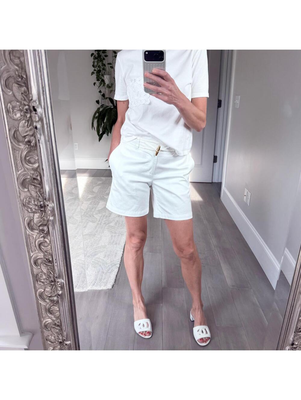 Lauren Ralph Lauren White Cotton Blend Drawstring Shorts Size 2